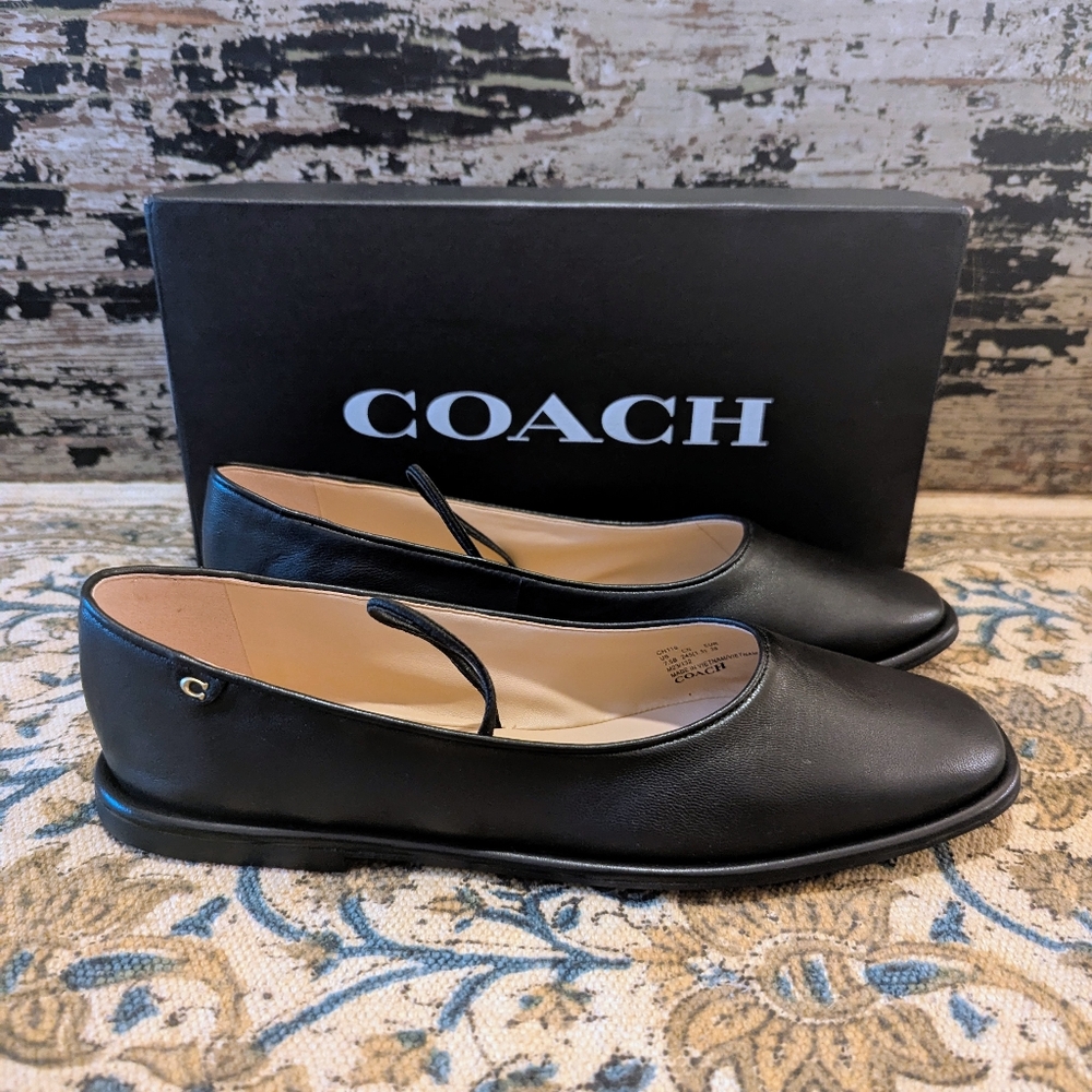 New Coach Emilia Mary Jane Ballet Flats - Leather Size 7.5 / EU 38
